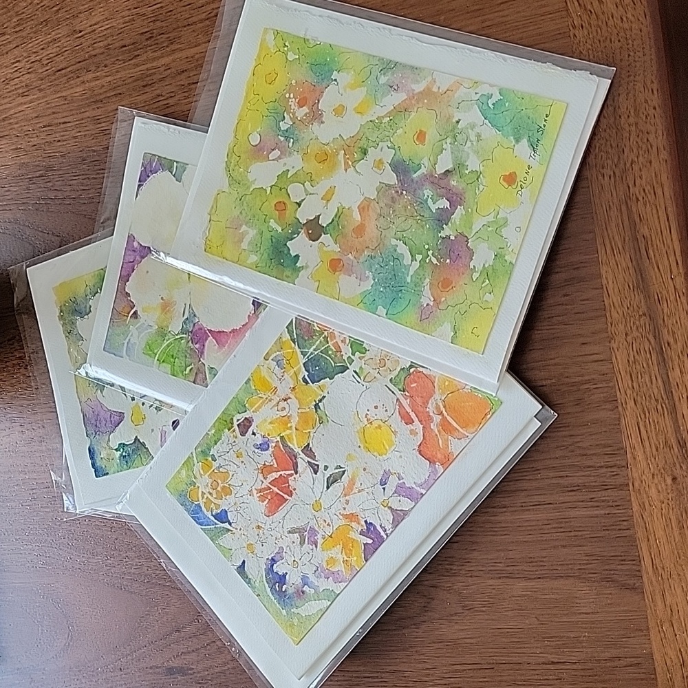 (5) Hand painted greeting cards